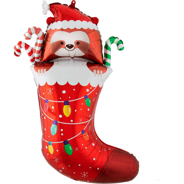 Sloth In Christmas Stocking SuperShape 63cm x 78cm Each - Party Savers