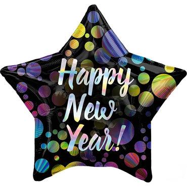 Happy New Year Star Bubbles 45cm Foil Balloon - Party Savers