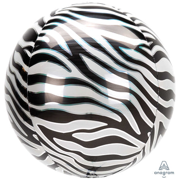 Zebra Print Orbz Balloon 38cm x 40cm - Party Savers