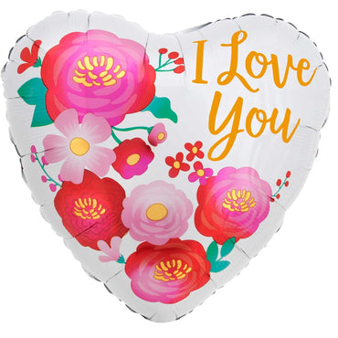 I love you and Flower Foil Balloon 45cm Each