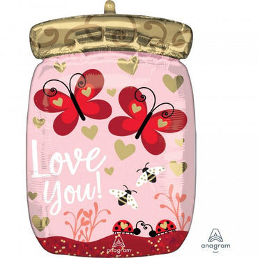 Love Bugs & Butterflies Jar Love You! Foil Balloon 30cm x 43cm Each