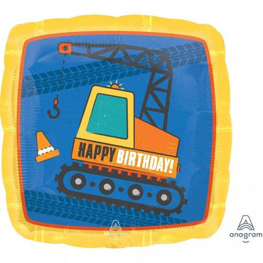 Construction Happy Birthday Foil Balloon 45cm Each