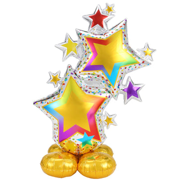 AirLoonz Colourful Star Cluster Foil Balloon 86cm x 149cm Each - Party Savers