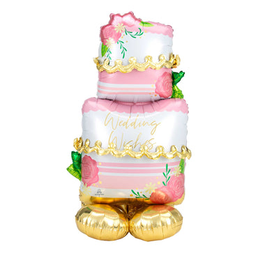 AirLoonz Wedding Wishes Cake Foil Balloon 71cm x 132cm Each - Party Savers