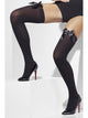 Black Opaque Hold-Ups With Black Bows - Party Savers