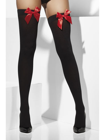 Black Opaque Hold-Ups With Red Bows - Party Savers