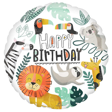 Get Wild Happy Birthday Foil Balloon 45cm Each