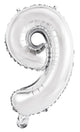 Number 9 Silver Foil Balloon 35cm - Party Savers