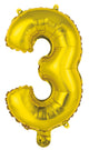 Number 3 Gold Foil Balloon 35cm - Party Savers
