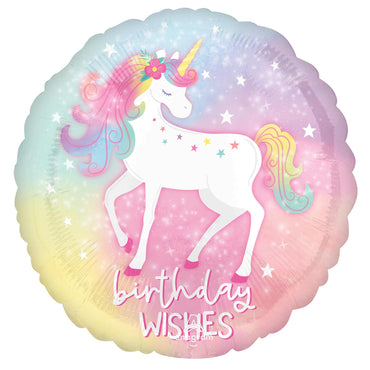 Enchanted Unicorn Birthday Wishes Foil Balloon 45cm Each