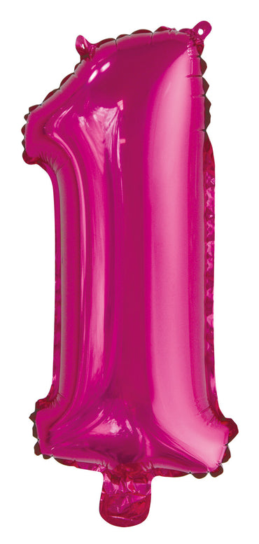 Number 1 Bright Pink Foil Balloon 35cm - Party Savers