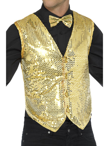 Men's Costume - Gold Sequin Waistcoat - Party Savers