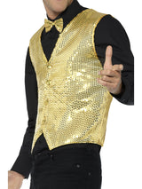 Men's Costume - Gold Sequin Waistcoat - Party Savers