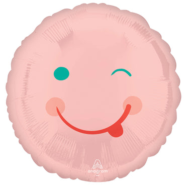 Pink Smiley Face Foil Balloon 45cm Each