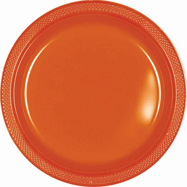 Orange Plastic Snack Plates 18cm 20pk - Party Savers