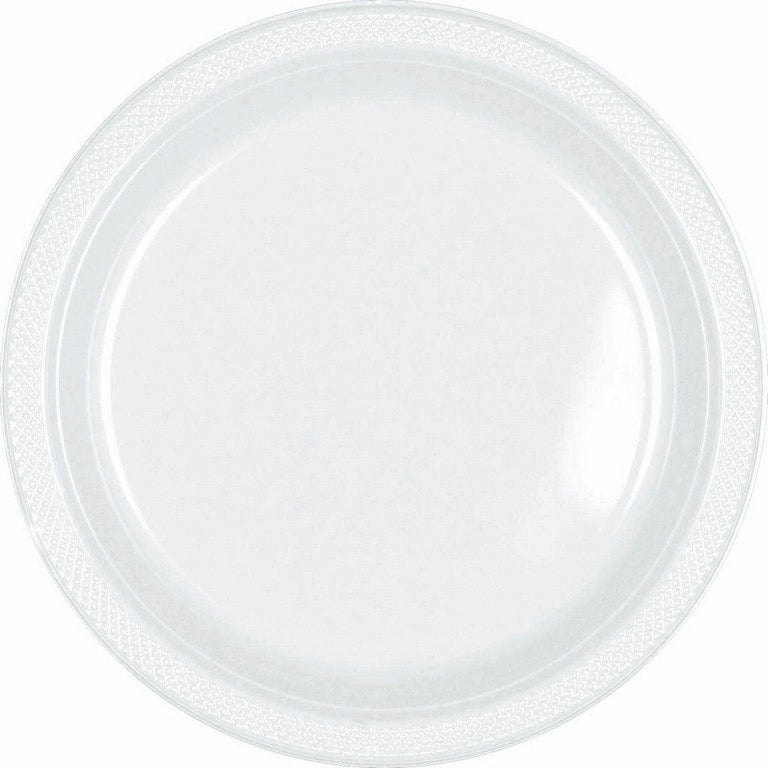 White Plastic Snack Plates 18cm 20pk - Party Savers