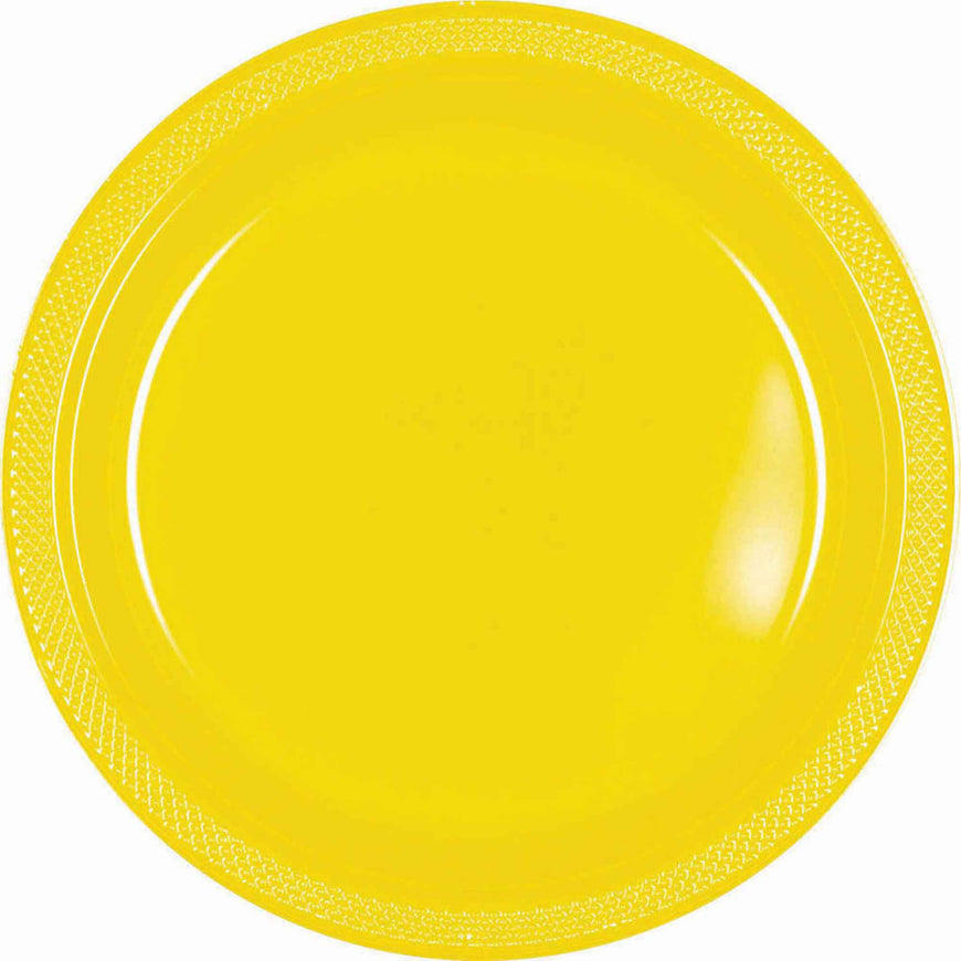 Yellow Plastic Snack Plates 18cm 20pk - Party Savers