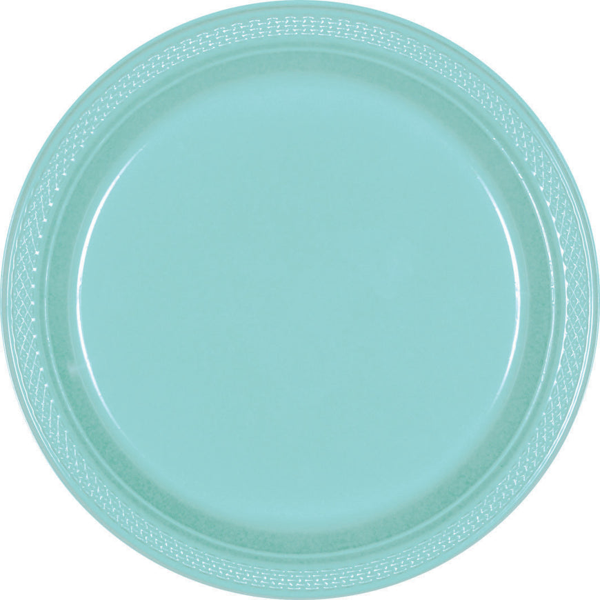 Caribbean Blue Plastic Snack Plates 18cm 20pk - Party Savers