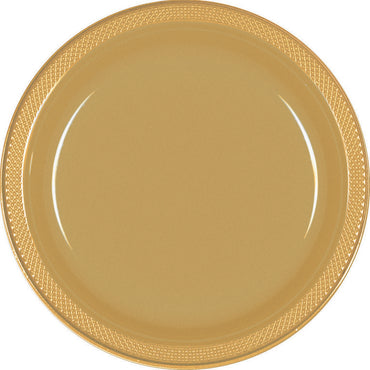 Gold Plastic Snack Plates 18cm 20pk - Party Savers