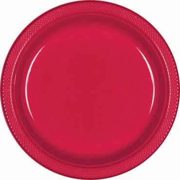 Red Plastic Snack Plates 18cm 20pk - Party Savers