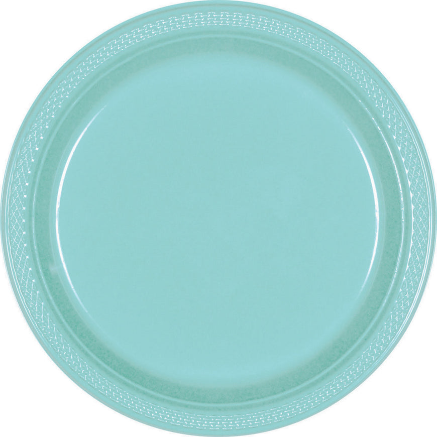 Caribbean Blue Plastic Lunch Plates 23cm 20pk - Party Savers