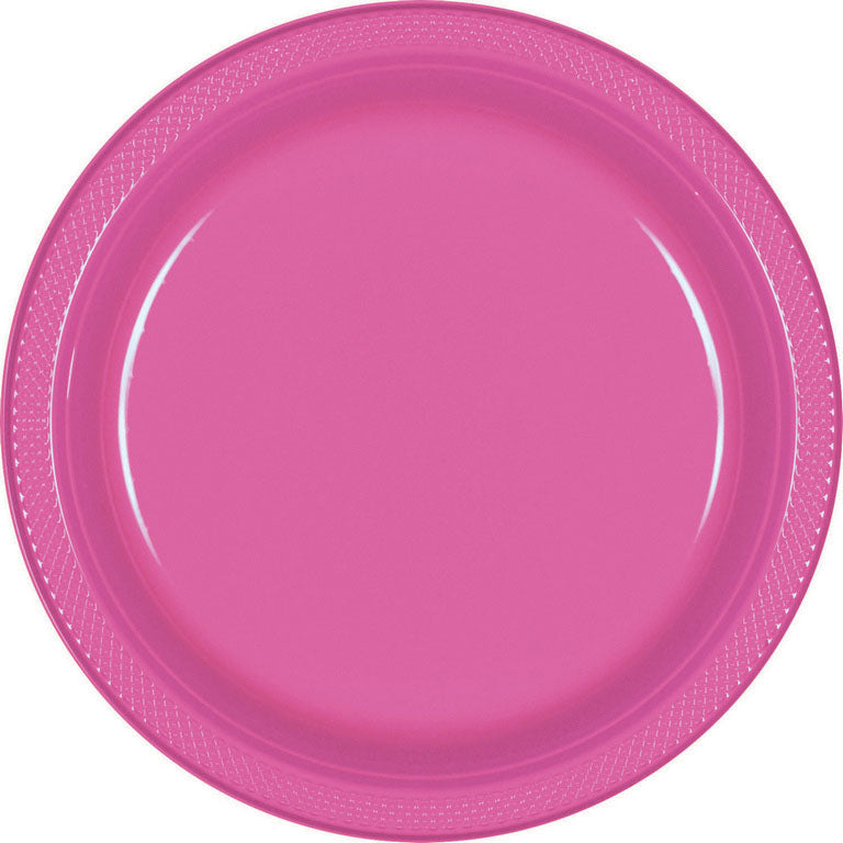 Bright Pink Plastic Banquet Plates 26cm 20pk - Party Savers