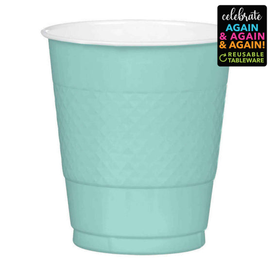 Robin's Egg Blue Premium Plastic Cups 355ml 20pk