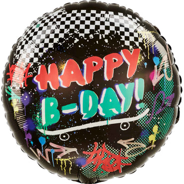 Skater Party Happy B-Day Foil Balloon 45cm Each