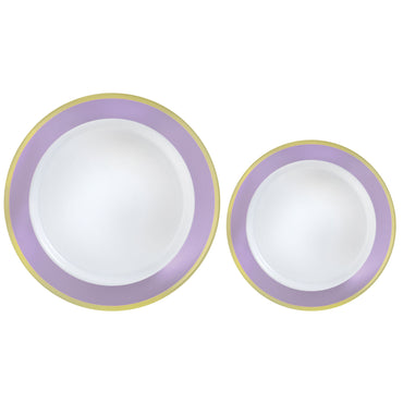 Lavender Bordered Hot Stamped Premium Plastic Plates 20pk