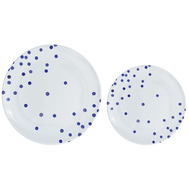 Bright Royal Blue Dotted Hot Stamped Premium Plastic Plates 20pk