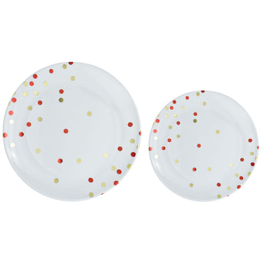 Apple Red Dotted Hot Stamped Premium Plastic Plates 20pk