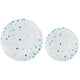 Caribbean Blue Dotted Hot Stamped Premium Plastic Plates 20pk