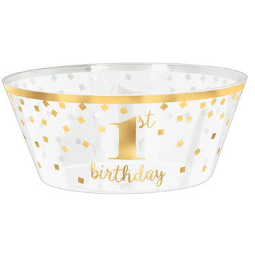 1st Birthday Hot-Stamped Large Plastic Serving Bowl - Party Savers