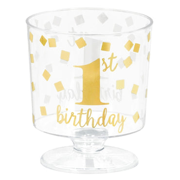 1st Birthday Hot-Stamped Tiny Pedestal Clear Cup 30pk - Party Savers