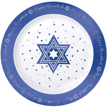 Hanukkah Premium Round Foil Hot Stamped Plastic Lunch Plates 19cm 20pk