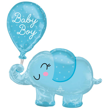 Baby Boy Elephant Supershape Foil Balloon 73cm x 78cm Each