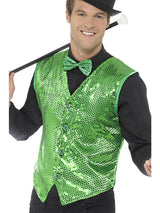 Men's Costume - Green Sequin Waistcoat - Party Savers