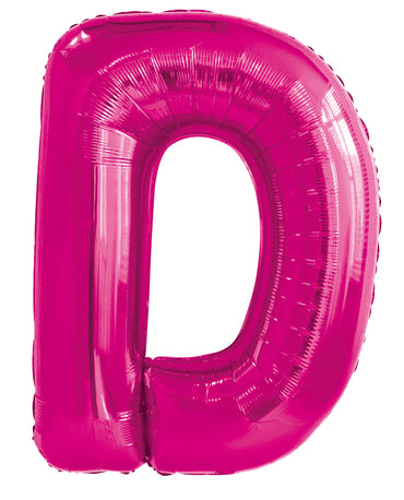 Letter D Bright Pink Foil Balloon 86cm - Party Savers