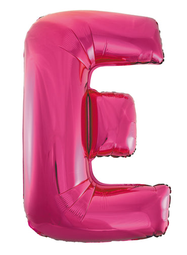 Letter E Bright Pink Foil Balloon 86cm - Party Savers