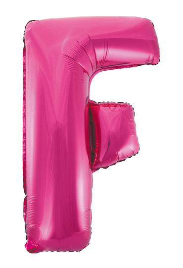 Letter F Bright Pink Foil Balloon 86cm - Party Savers
