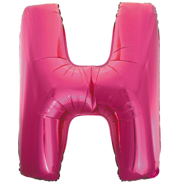 Letter H Bright Pink Foil Balloon 86cm - Party Savers