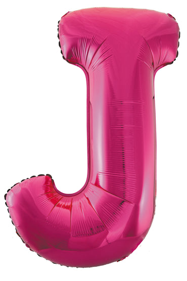 Letter J Bright Pink Foil Balloon 86cm - Party Savers