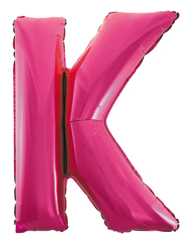 Letter K Bright Pink Foil Balloon 86cm - Party Savers
