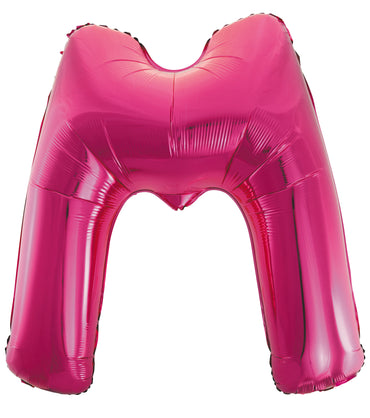 Letter M Bright Pink Foil Balloon 86cm - Party Savers