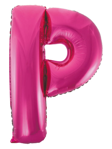Letter P Bright Pink Foil Balloon 86cm - Party Savers