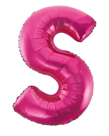 Letter S Bright Pink Foil Balloon 86cm - Party Savers