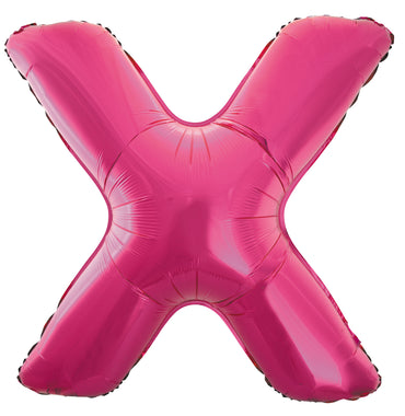 Letter X Bright Pink Foil Balloon 86cm - Party Savers