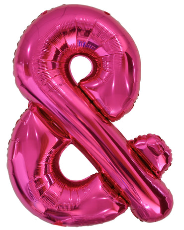Letter Ampersand Bright Pink Foil Balloon 86cm - Party Savers