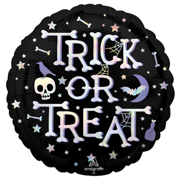Holographic Iridescent Trick or Treat Foil Balloon 45cm Each