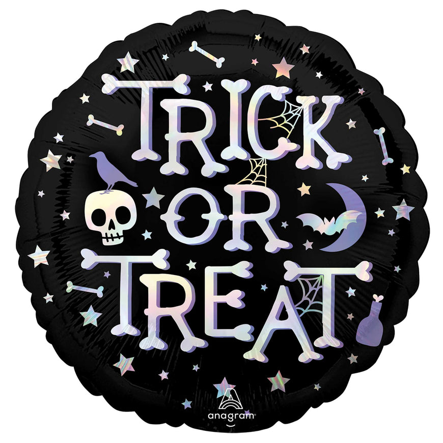 Holographic Iridescent Trick or Treat Foil Balloon 45cm Each